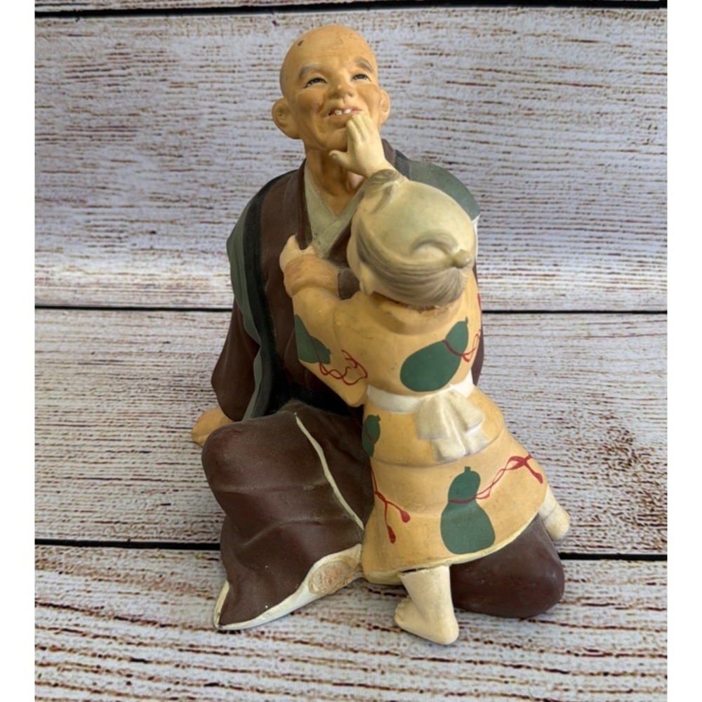 Vintage Japanese Hakata Urasaki Doll Man & Child Figurine Made In Japan